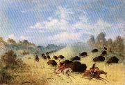 Comanche Indians Chasing Buffalo with Lances and Bows, George Catlin